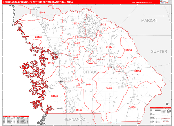Homosassa Springs Metro Area Wall Map